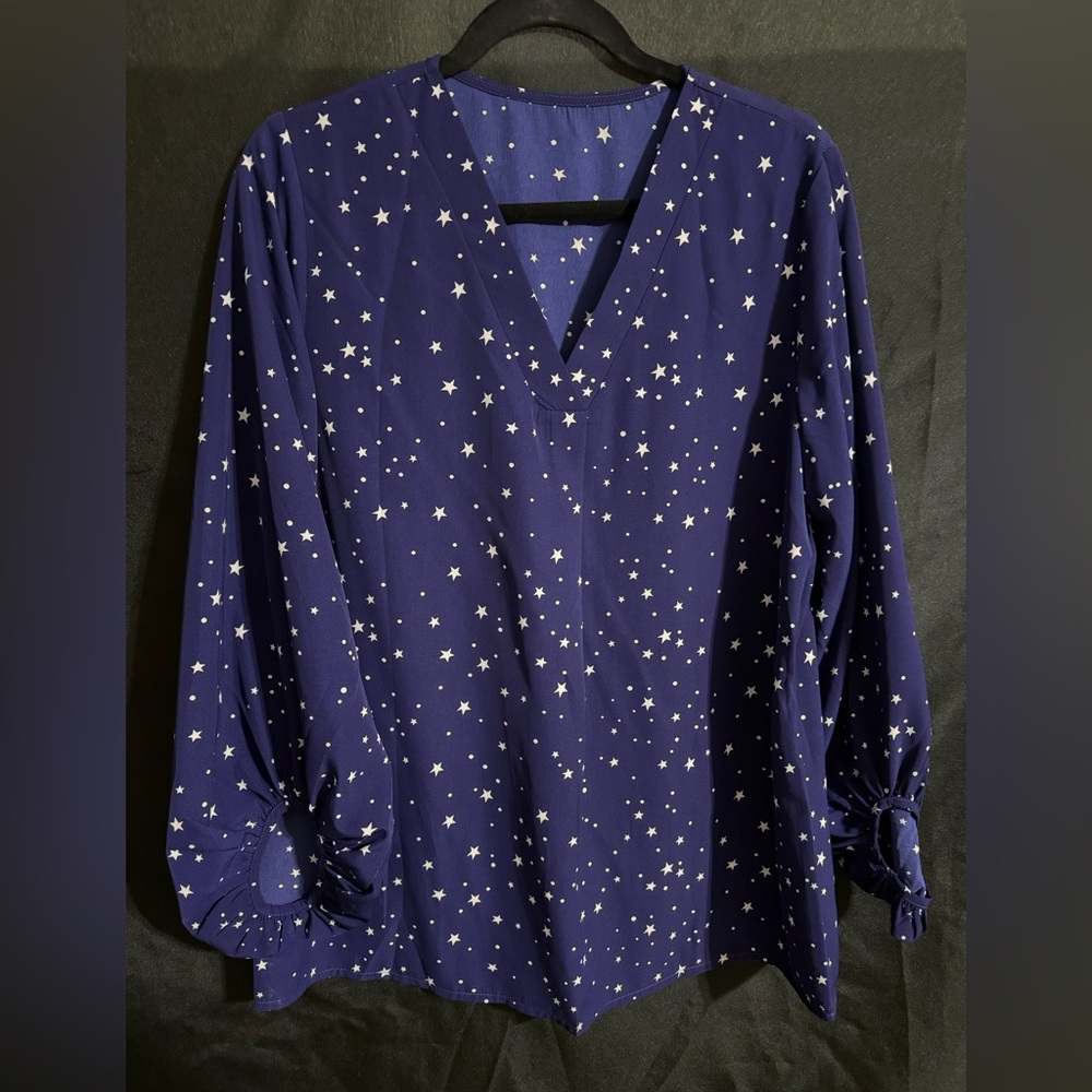 Navy Star Print Women's Top